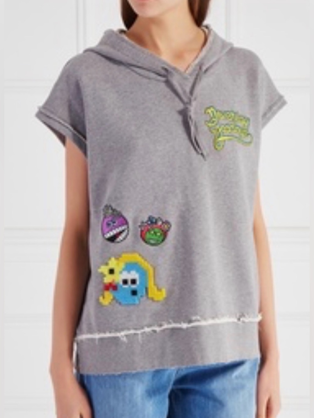 Mira Mikati Never Grow Up Sleeveless Gray  Hoodie Art to Wear Retail $480 Size S